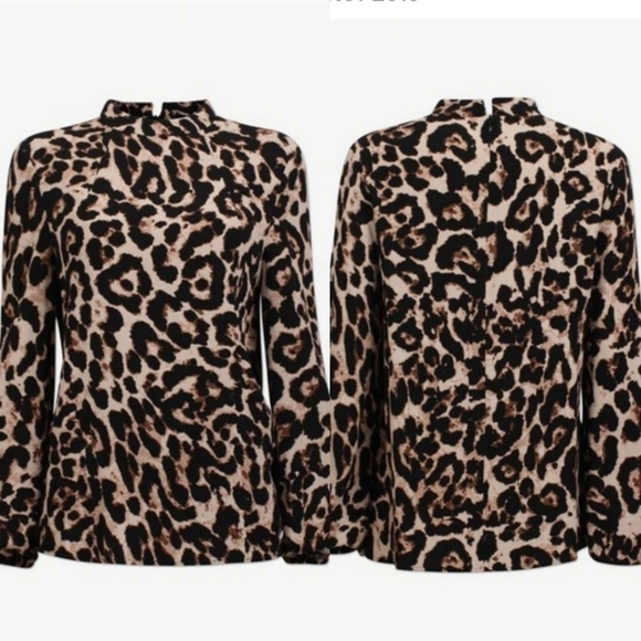 NWT BAUM UND PFERDGARTEN Mei Blouson Sleeve Leopard Print Top Size 40 FR/10 US - Picture 6 of 17
